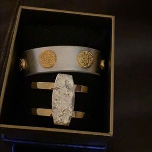 RC silver leather bracelet and gold/silver cuff